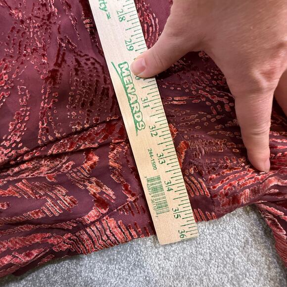 Anthropologie The Somerset Jumpsuit Velvet Burnout Edition Burgundy 2X Flowy - Picture 15 of 16